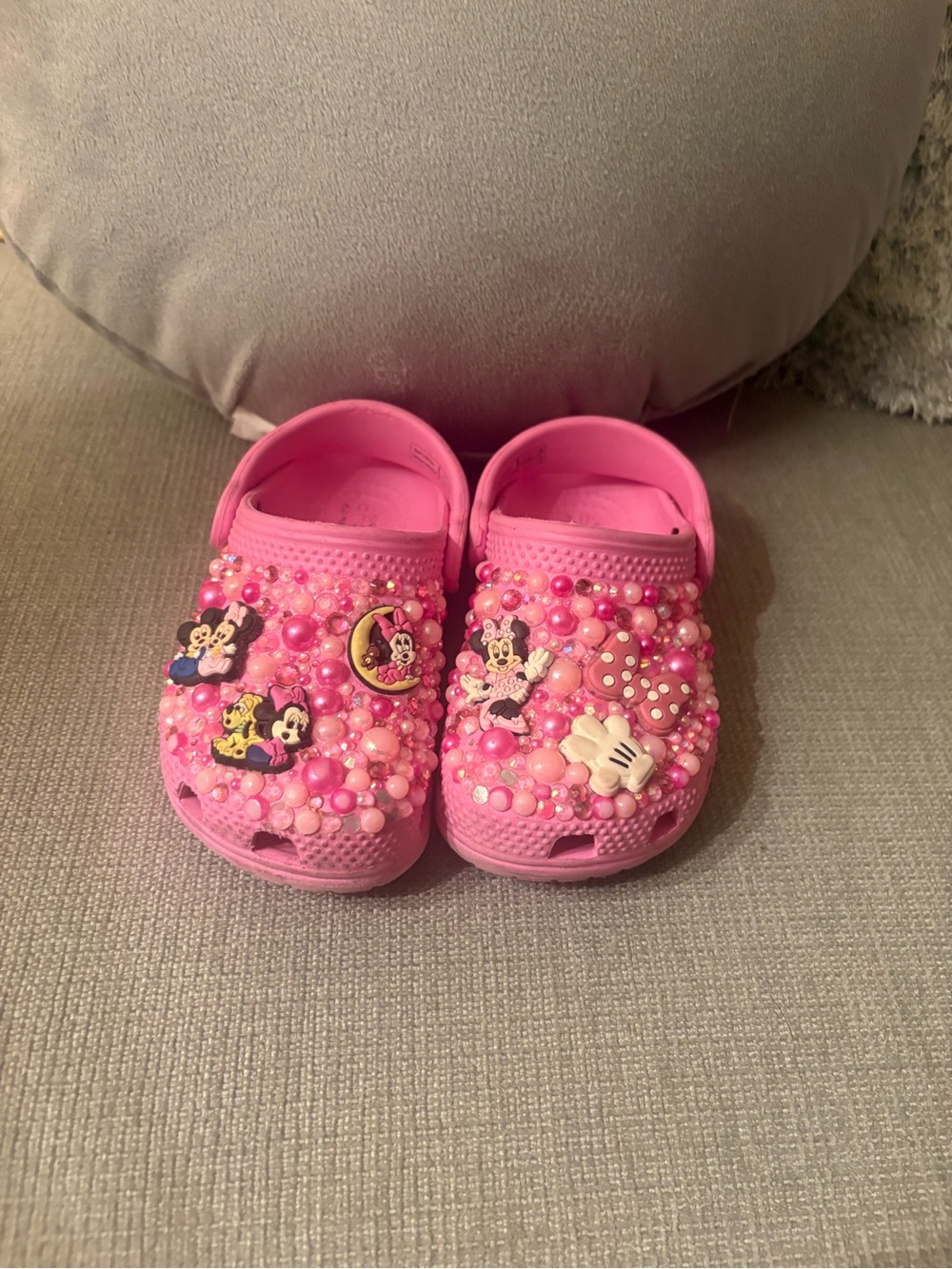 CROCS Kids Pink Beaded Minnie Mouse Clogs